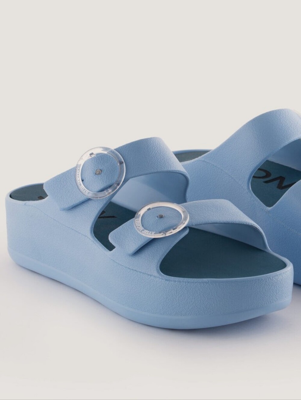 Lemon Jelly Platform Slide Sandals with Adjustable Buckles